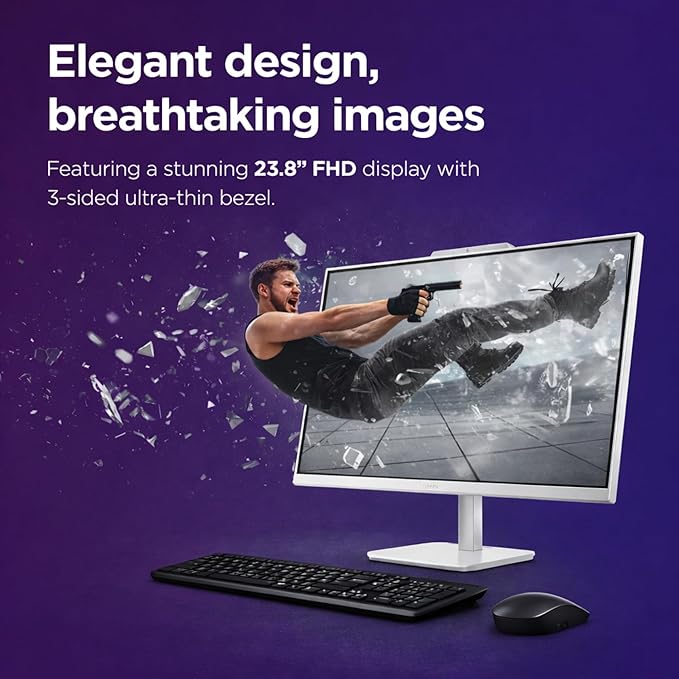 Lenovo 24" FHD All-in-One Desktop Computer - 16GB RAM - 1TB SSD - Intel 13th 8 Cores i3 CPU (Beat 11th i5) - Keyboard and Mouse - Windows 11 - Lifetime Office 365 for The Web