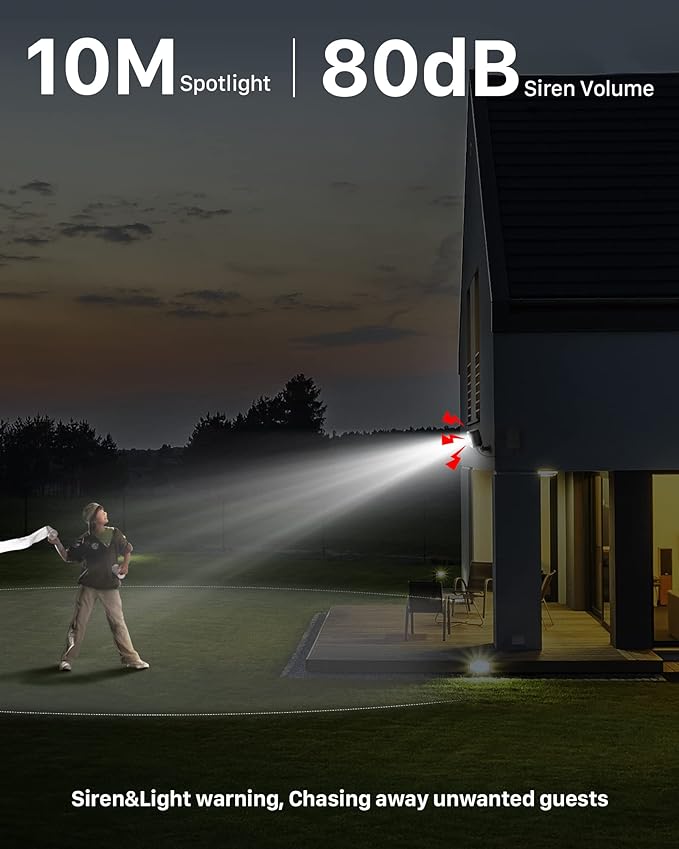 IHOXTX Security Cameras Wireless Outdoor, Flood Light Solar Cameras for Home Security, Home Camera with Color Night Vision, PIR Human Detection, 2-Way Talk, IP66 Waterproof, SD Card/Cloud Storage