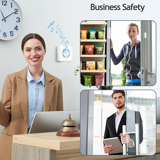 Door Chime, Satisure Door Sensor Chime When Door Opens, Door Entry Alarm for Business/Home/Office/Store with 600 FT Range 58 Chimes 5 Volume Levels LED Indicator (2 Receivers & 3 Sensors)