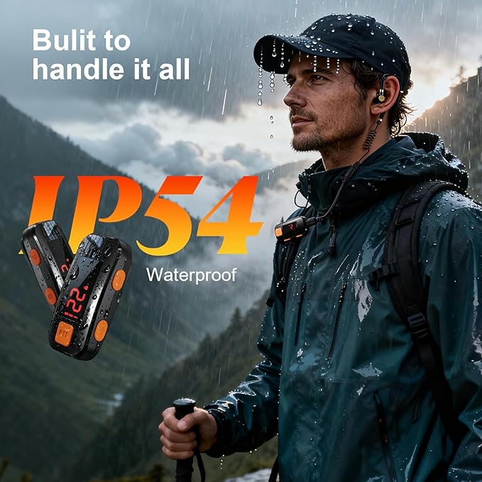 3 Pack Mini Walkie Talkies, Waterproof Small Walkie Talkies Two Way Radio with Earpieces for Outdoor, Restaurants, Hiking, Baseball, Hospital, Tourism, Adults