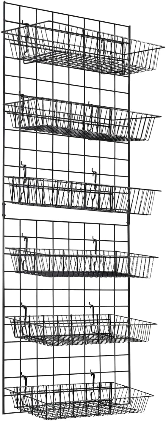 7RiversART Grid Wall Commercial Grade Grid Panels Heavy Duty Panel for Retail Display Wall 2' W x 5' H, Black (Pack of 4) Easily Portable