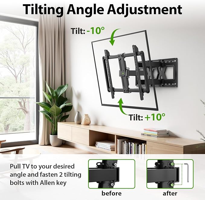 USX Mount Ultra Slim TV Wall Mount for 37-90 inch TVs, Low Profile Full Motion TV Mount with Swivel Articulating Dual Arms, Wall Bracket for Max VESA 600x400mm Holds 120lbs, Fits 16"/18"/24" Studs
