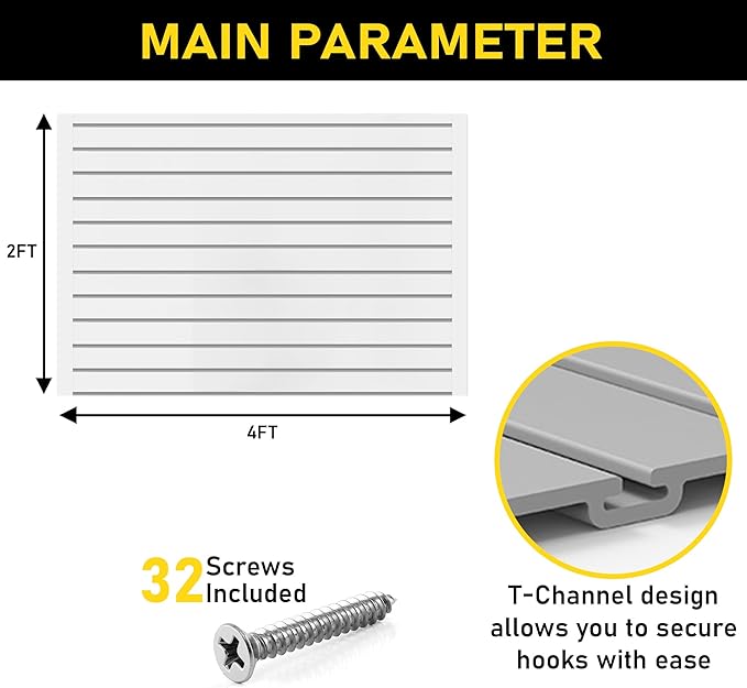 DLDIRECT 24" X 48" - Grey Slatwall Panel Garage Organizer: Heavy Duty Wall Mounted PVC Rack, Interlocking Slat Paneling for Garage Storage, Slotwall Board, Shelves System