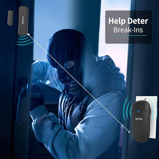 SECRUI Door Chime, Door Sensor Chime with Adjustable Volume, Easy Installation, 400ft Range, 52 Chimes, M508+D7 Door Open Chime for Business/Home When Entering, Black
