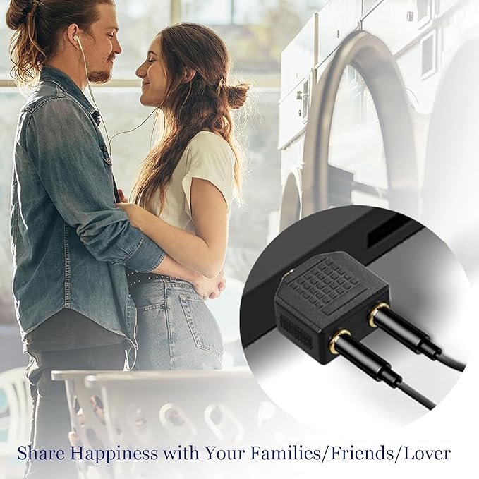 Sairps 3.5mm +Headphone +Splitter, Double Headphone Jack Adapter 3.5mm to 1/8 Adapter y Splitter-2 Pack