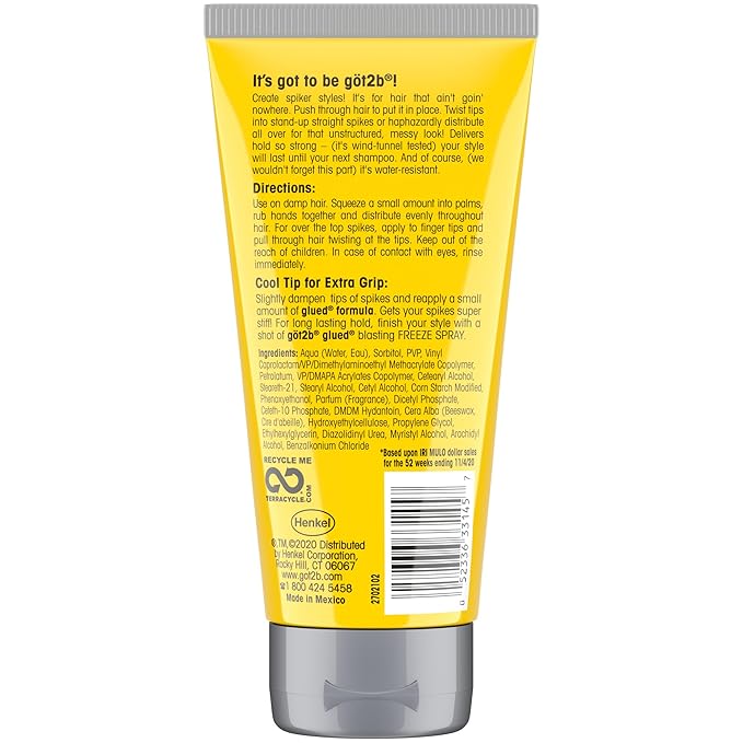 Got2B Glued Styling Spiking Hair Gel 2 - 6 oz tubes + 1 Travel 1.25 oz tube