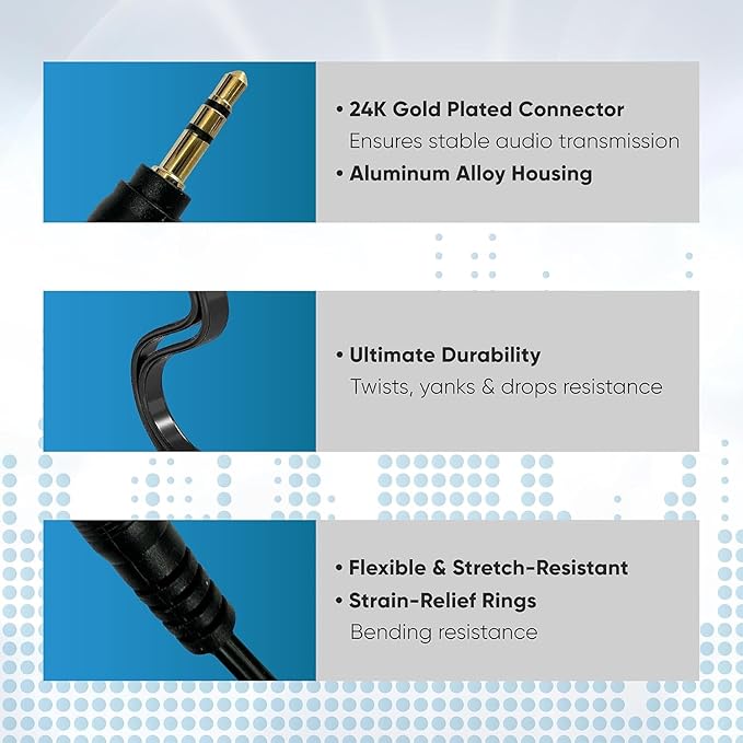Tempting Table 3.5 mm Headphone Jack to Two 3.5 mm Speaker and Headphone AUX Audio Cable Splitter, Black