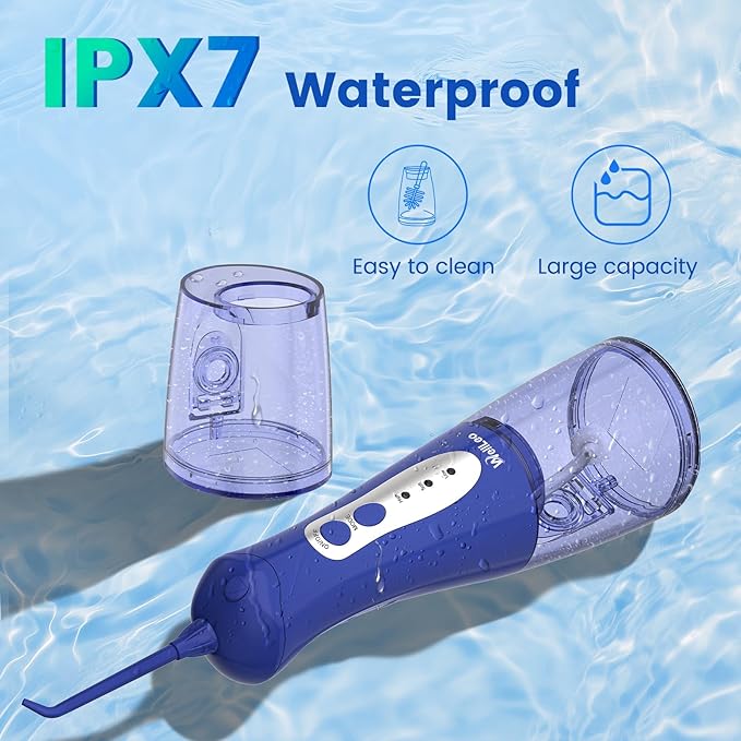 WellLeo Water Flossers for Teeth, Portable Oral Irrigator Rechargeable Water Dental Flosser Pick with High Pressure 5 Jet Tips, IPX7 Travel Water Flossing for Brace Teeth Cleaner Gum Care
