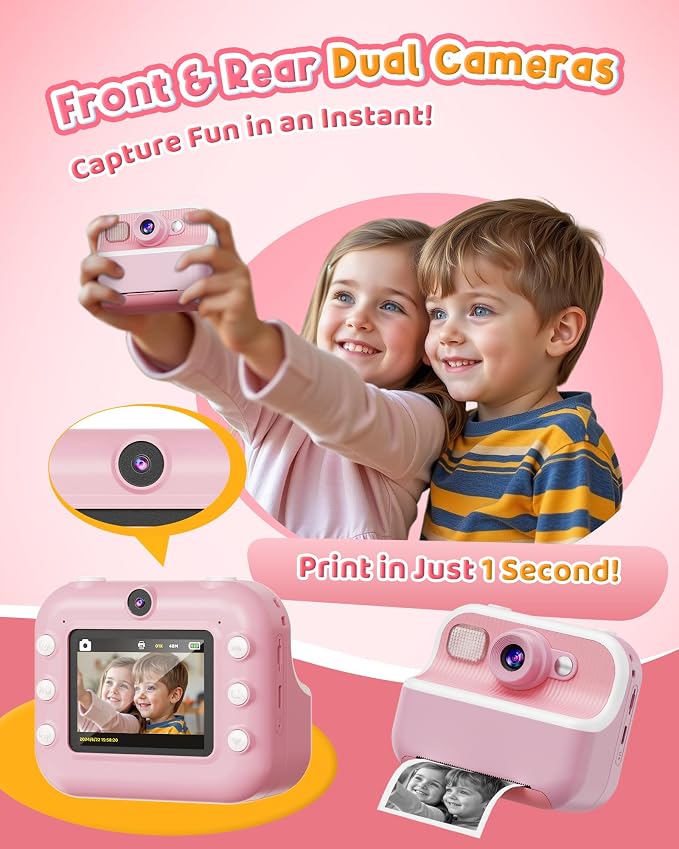 Instant Camera, Front Rear Dual Selfie Kids Camera - Image 3