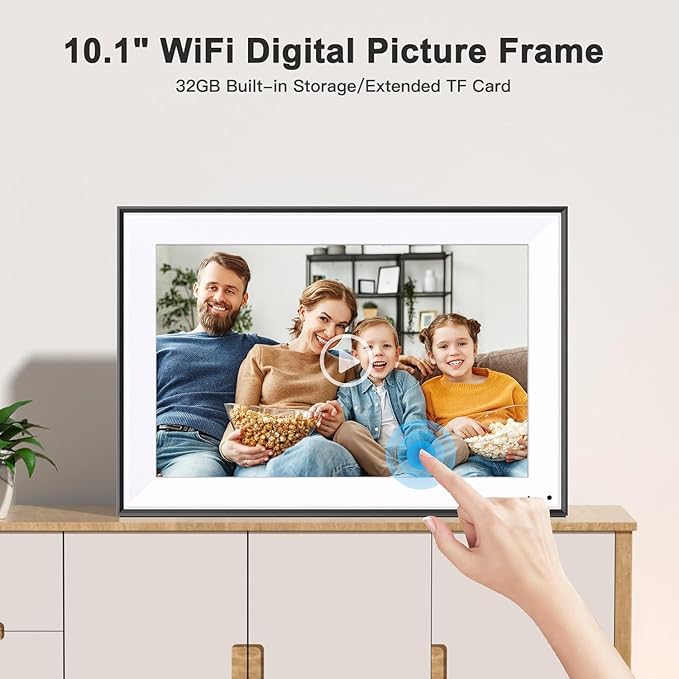 Digital Photo Frame 10.1-inch Digital Picture Frame - IPS Touch Screen Digital Frame, 32GB, Auto-Rotate, Slideshow, Load Photo Video from Phone via APP Email, Free Cloud Storage, Gift for Mom Dad