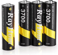 4 Pack AA Lithium Rechargeable Batteries, 3700mWh High Capacity, 1.5V Constant by RayHom