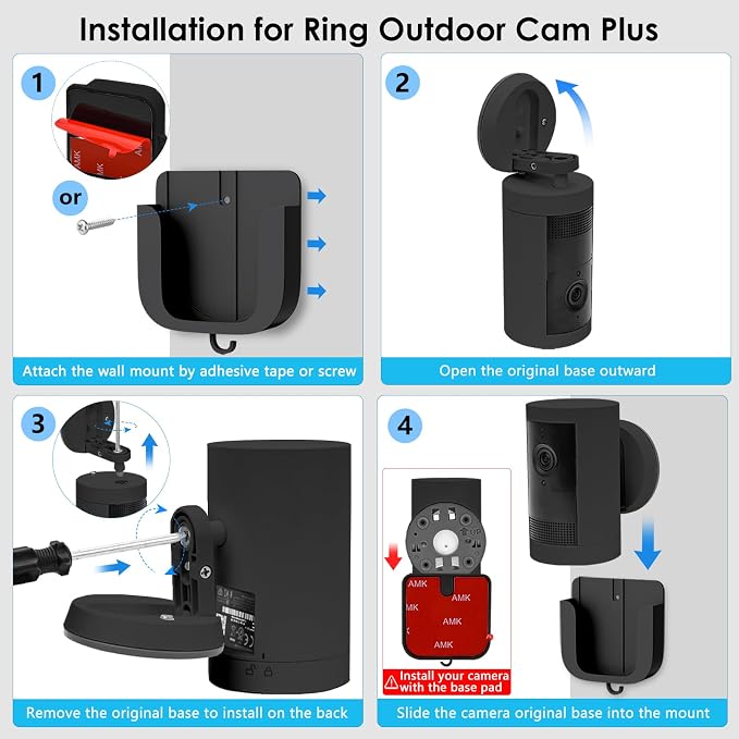 No Drill Wall Mount for Ring Outdoor Cam Plus, Easy Installation - Image 3