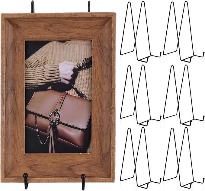 Dimeho 6 Pack 10 Inch Metal Plate Holder Black Display Stand Decorative Easel Displays Stand Large Picture Stands Small Iron Easels for Display Plates Books Photo Frames Plaque Art
