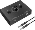3.5mm Audio Switcher - 2 Input 1 Output / 1 Input 2 Output Audio Splitter, One-Key Mute Button, No External Power Required