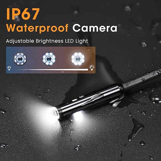 Epicmate Triple Lens Sewer Inspection Camera-Endoscope Camera with Light 50 ft, 5" IPS Sewer Snake Camera with Lights 1080P Industrial Borescope, IP67 Waterproof Plumbing Pipe Snake Camera(32G Card)