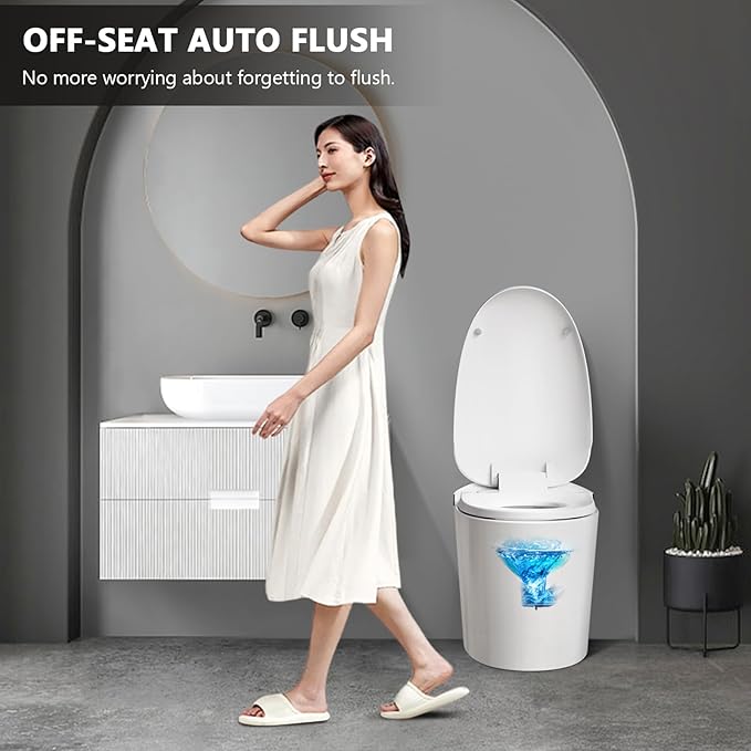 Smart Toilet for Bathroom, Modern Toilet with Heated Seat, Auto Off Seat Flushing, Foot Sensor, Night Light