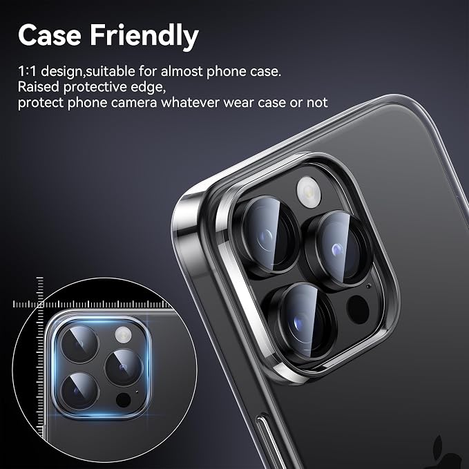 WSKEN for iPhone 15 Pro/iPhone 15 Pro Max Camera Lens Protector, Shatterproof - Image 5