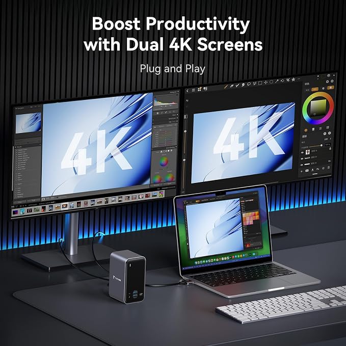 TobenONE 16-in-2 MacBook Docking Station Dual 4K@60Hz, USB C Dock - Image 4
