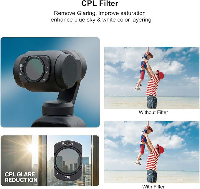 4-Pack Magnetic Filter Set for DJI Osmo Pocket 4/3, Includes ND2-32 Variable ND - Image 5