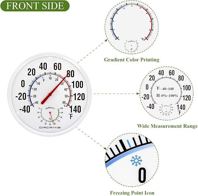 Circrane 13.25 Inch Round Thermometer - Image 5