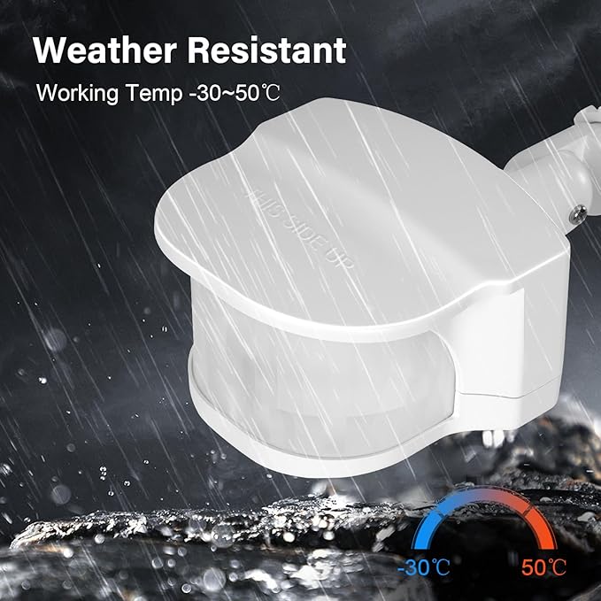 TREEWELL 240-Degree Replacement Motion Detector, Adjustable Time & Detection Sensitivity Up to 60 Feet Range, 3 Working Modes Pir Motion Sensor for Security Floodlight, White, UL Listed