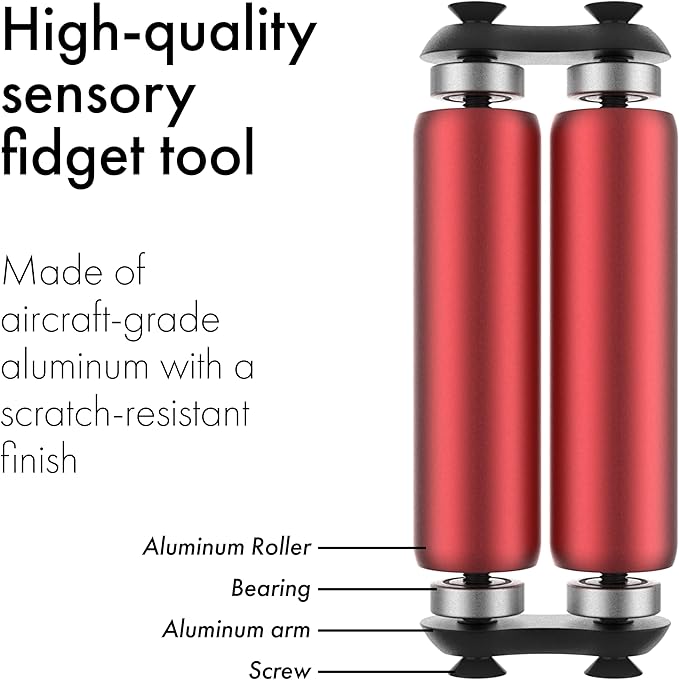 ONO Roller - Handheld Fidget Toy for Adults | Help Relieve Stress, Anxiety, Tension | Promotes Focus, Clarity | Compact, Portable Design (Red, Junior Size - Aluminum)