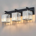 FDPBY Modern Bathroom Vanity Light 3-Lights Plating Black Crystal Bathroom Wall Light Vanity Light Fixtures