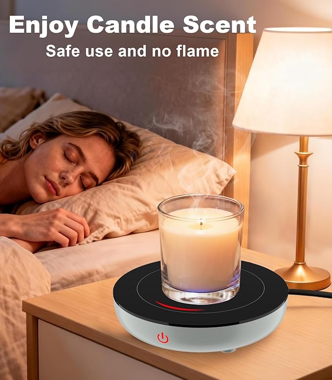 Kepwam Coffee Mug Warmer for Desk, 3-Temp Fast Heating Cup Warmer with 6H Auto Shut Off, LED Light & Smart Candle Warmer for All Beverages, Ideal Gifts for Women Men
