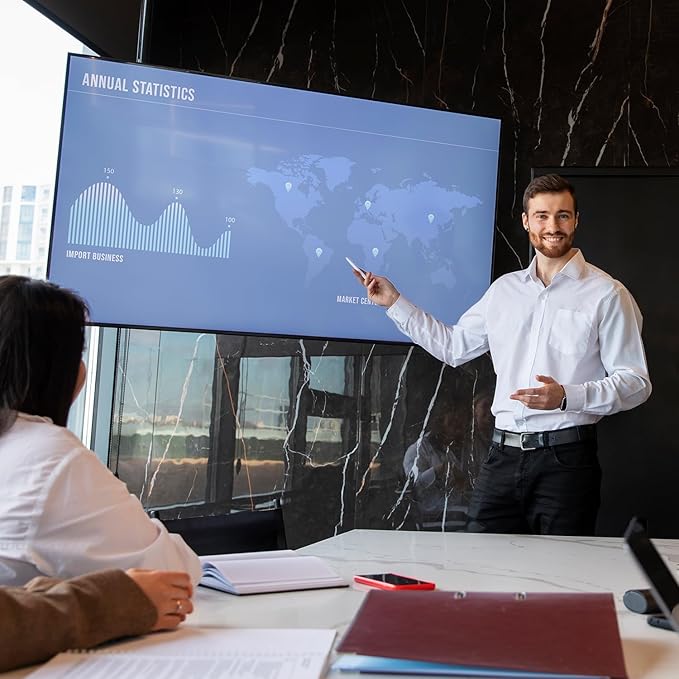 TouchWo 55" Interactive Touchscreen Monitor, Smart Board FHD 1080P Display with Wall Mount, Android 14 Smart Touch Screen Presentation Electronic Whiteboard for Office & Classroom, RAM 8G & ROM 128G