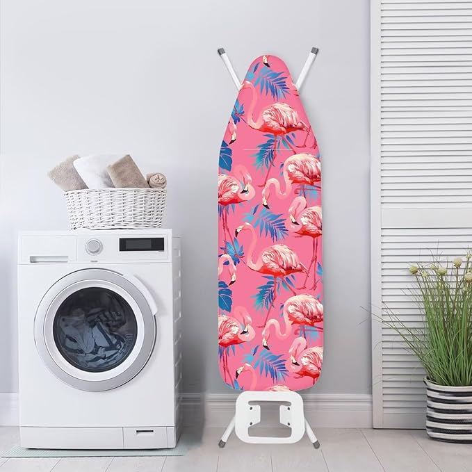 ZCFYGDX Flamingo Palm Leaf Print Ironing Board Covers (15 x 48 in) Hook & Loop Elastic Edge Easy to Install, Scorch Resistant,Lightweight & Breathable Anti-Slip & Wear-Resistant Home Size-L