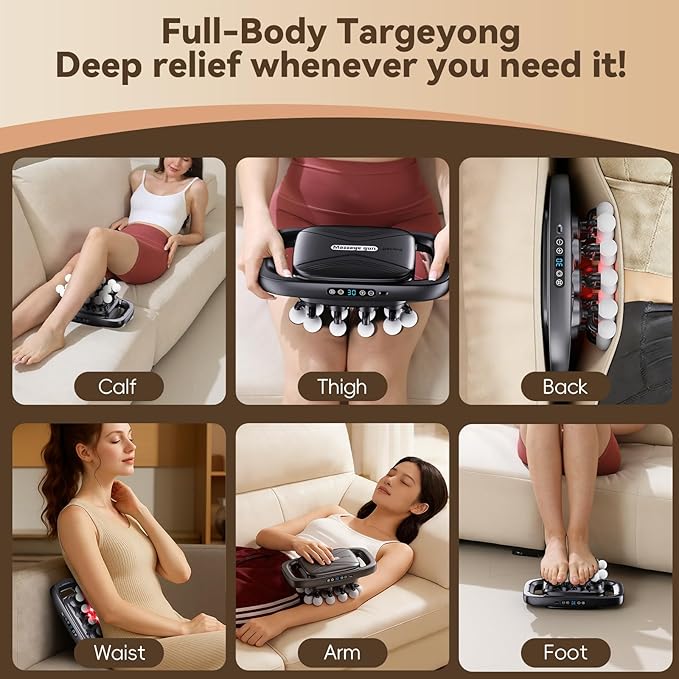 Cexovil 20-Head Massage Gun,2026 Upgrade Deep Tissue Percussion Massager with 3 Modes 30 Intensities, Quiet Muscle Tension Release Electric Massage Tools for Back, Shoulders, Legs