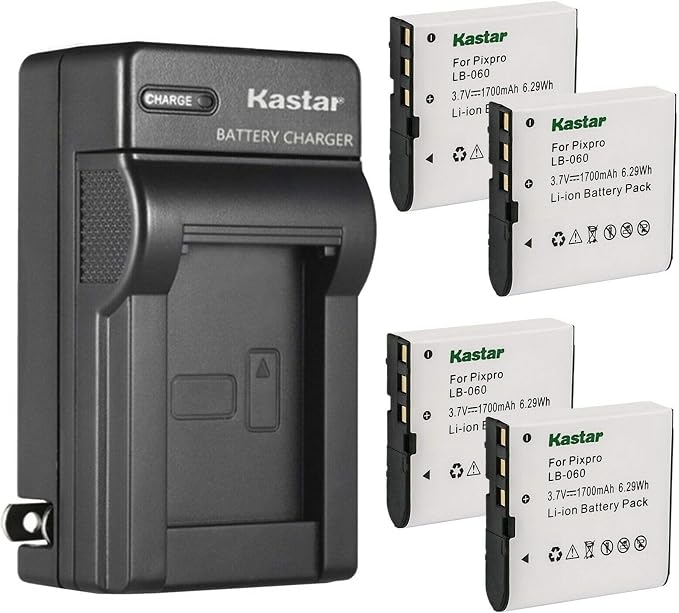 Kastar 4-Pack Battery and AC Wall Charger Replacement by Kastar