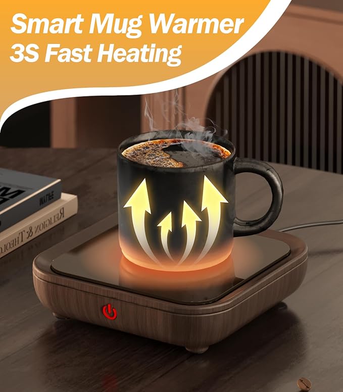 Kepwam Coffee Mug Warmer Smart Cup Warmer - Excellent Heating & Highest Temp Setting & Light Indicator, Coffee Warmer for Desk Auto Shut Off, Candle Warmer Plate for Beverage, Gifts for Women Men Mom
