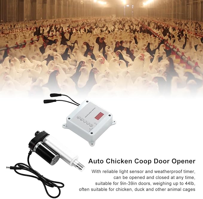 Cunyuer Automatic Chicken Coop Door Opener, Timing Photosensitive Remote Door Closer, Auto Chicken Cage Gate Opener Closer Remote Control Kit