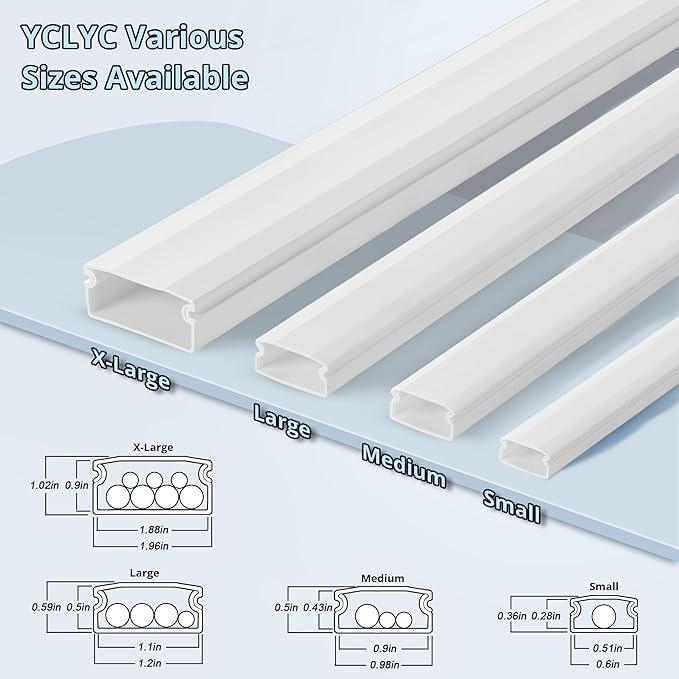 YCLYC Cord Covers - 63in Paintable TV Cable Hider Kit, X-Large Cord Management System for Walls
