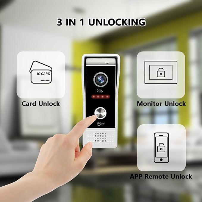 Wired Smart Video Apartments Intercom System,10 Inch Monitors with 1080P Doorbell Camera,3-in-1 Unlocking,TUYA WiFi Door Phone Kits, Ideal for Villas & Homes (2 doorbell + 1 Monitor)