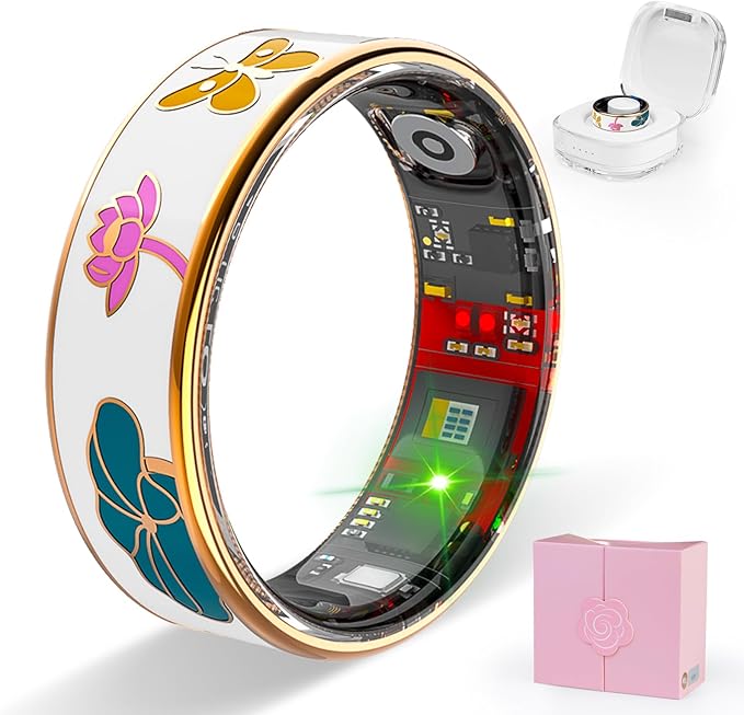 Smart Ring Health Tracker, Men & Women, Featuring a Heart Rate Monitor, Sleep Tracker, 8 Exercise Modes, Step Counter, IP68 Waterproof(White, 10)