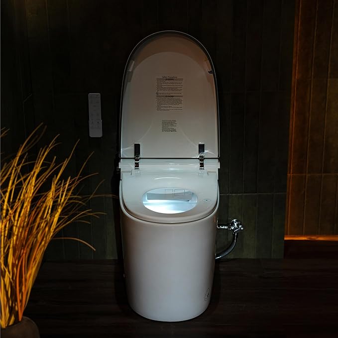 WOODBRIDGE Smart Toilet with Auto Open/Close,1000g MaP Flush Score,Foam Shield,Foot Sensor, Movement Drying,Auto Flush,ADA Height,Blackout Flush,Heated Seat,One Piece Toilet with Tank Built in