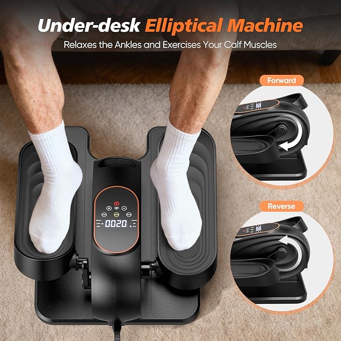 2025 New Under Desk Elliptical Machine,Portable Seated Pedal Exercise Machine for Seniors, 12 Adjustable Speed Elipse Leg Exerciser with Remote Control,Quiet Foot Exercise Machine for Home Office