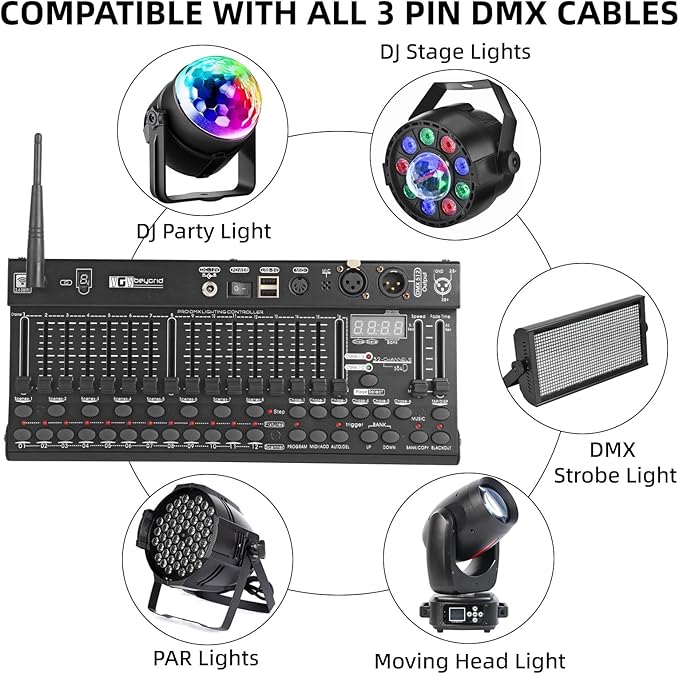 Ygybeyond Wireless DMX 384Controller,384-channel, DMX512, Controller, Dmx-384 Contooller, Stage Lighting Equipment & Accessorie For Dj, Ktv, Large Concert, DMX Light Controller (384 channel DMX-384)