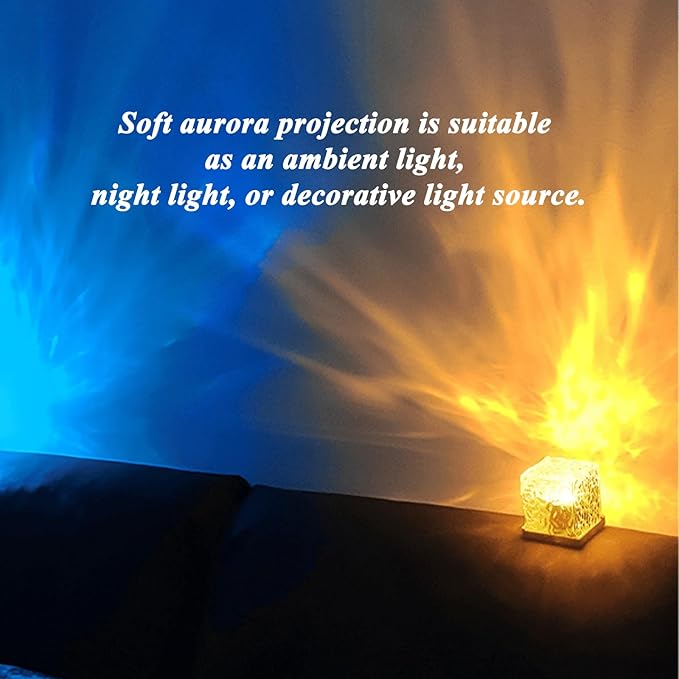 Aurora Borealis Night Light Projector, Aurora Dreamscape Projector, Magical Northern Lights for Your Room, 3/16 Colors Ambient Dynamic Wave Cube Lamp with Remote (16 Colors Rechargeable, Plastic)