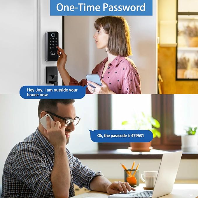 UMIK UMIKSMART Fingerprint Door Lock with Handle Set, Keyless Entry Smart Door Lock, Electronic Keypad Deadbolt Locks, App Control for Front Door, Home (Matte Black in Zinc)
