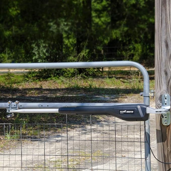 Mighty Mule Gate Opener, Solar Ready, Automatic Gate Opener for Single Swing Gates up to 850lb or 18ft, with Precision Installation Ruler, Upgraded Kit, MM571W-A