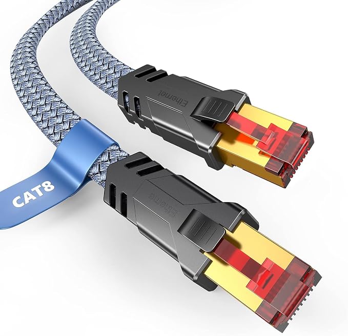 Snowkids Cat 8 Ethernet Cable 6.6 FT 2 Pack, Braided Heavy Duty High Speed by Snowkids