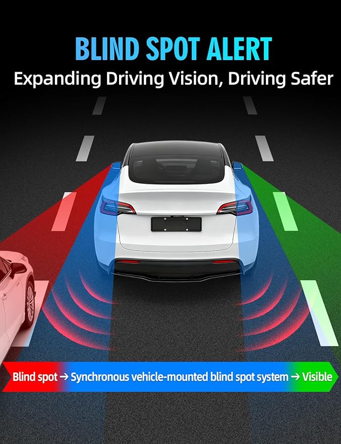 MAIMEIMI Ambient Light with Blind Spot Warning LED Compatible for Tesla Model Y (2020-2024) & 3 (2021-2023) AMD Interior Lights Strip for Tesla Custom Color Modes Neon Light Kit Plug-and-Play
