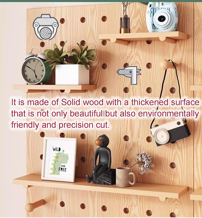 Wooden Wall Organizer Kit - Versatile Display Panel for Home, Office, Bathroom & Study - Oak Finish, 60x80CM - Wall-Mounted Storage Solution