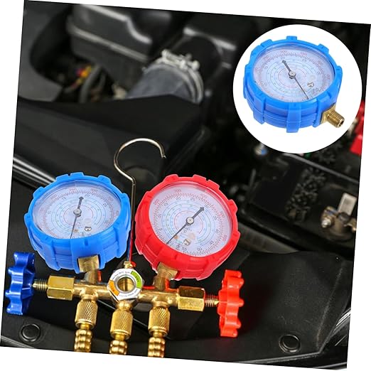 AKOOSY Automotive Manifold Gauge Set High Pressure Gauge with Hoses for Car Air Conditioner Maintenance Cooling Pressure Monitor HVAC Tool for Efficient Repairs