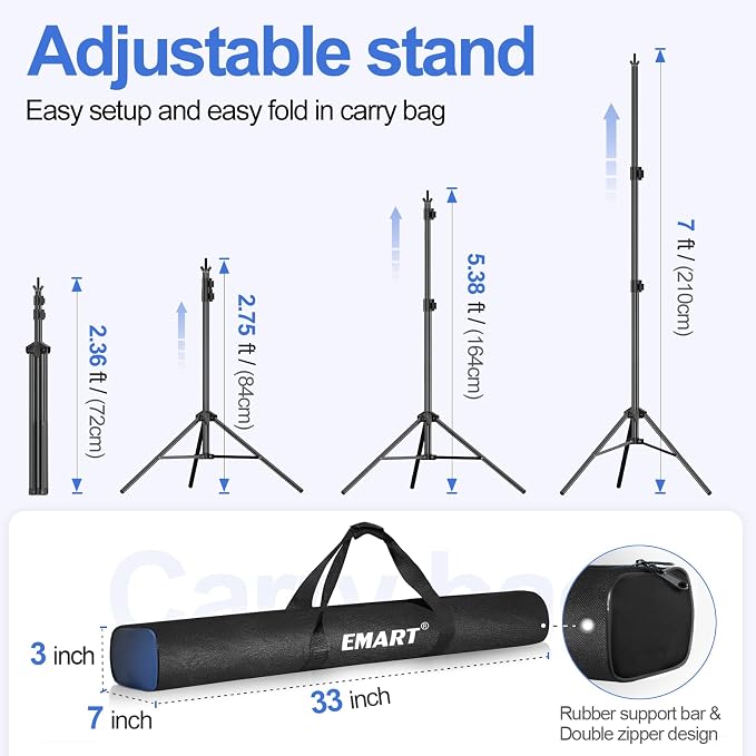 EMART Backdrop Stand 10x7ft Photo Studio Adjustable Background Stand Support kit - Image 3