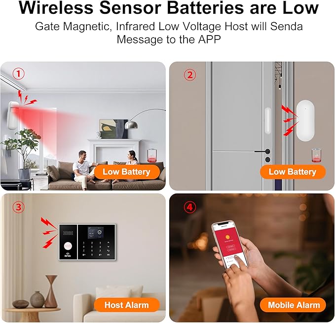 XUK Wireless 4G/GSM/Wi-Fi Security System for Home/Apartment, Smart Security Alarm with Door/Window Sensors, PIR Motion Detector, Compatible with Alexa/Google Home, Easy Installation (13pcs Set)