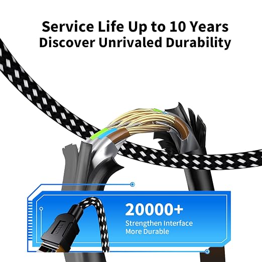 Cat 8 Round Ethernet Cable 60FT, Nylon Braided High Speed Internet Network Cable - Image 3